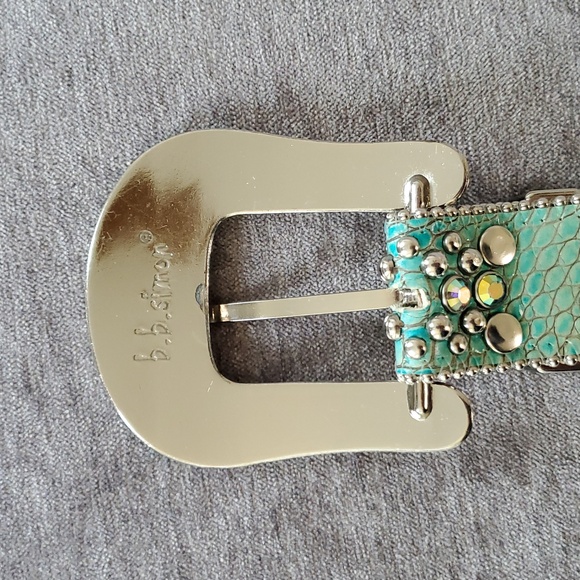 Exquisite b.b. simon Belt In Turquoise Italian Leather With Swarovski Crystals main image 9